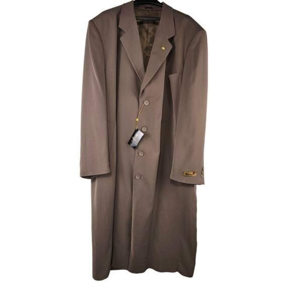 Falcone Topcoat Mens 50L Brown Carmel Overcoat Formal Dark Academia Long Jacket